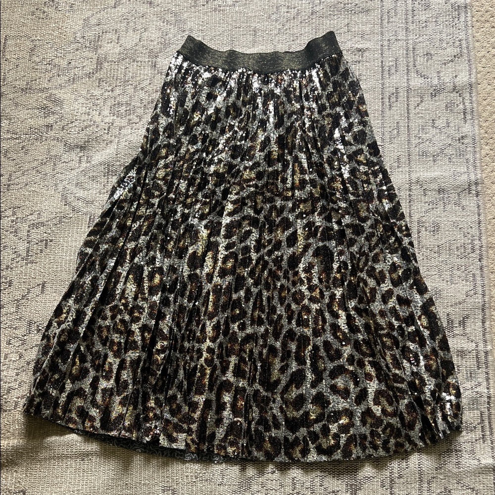 Elegant Sequin Leopard A-Line Skirt